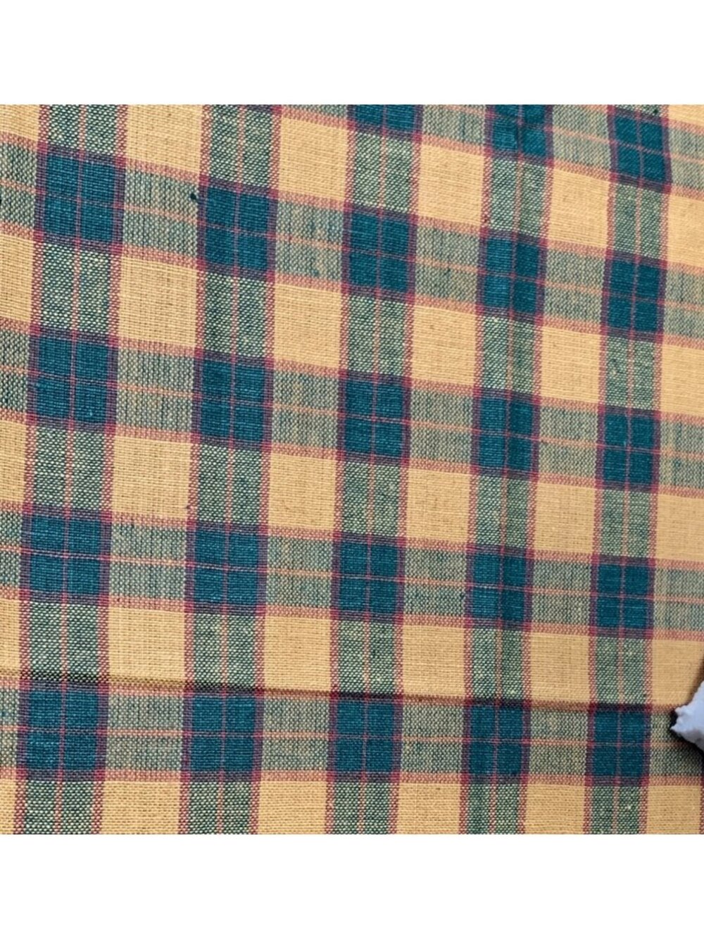 Yellow & Green Plaid Cotton Fabric 19 x 40" Rustic Crafting Quilting
